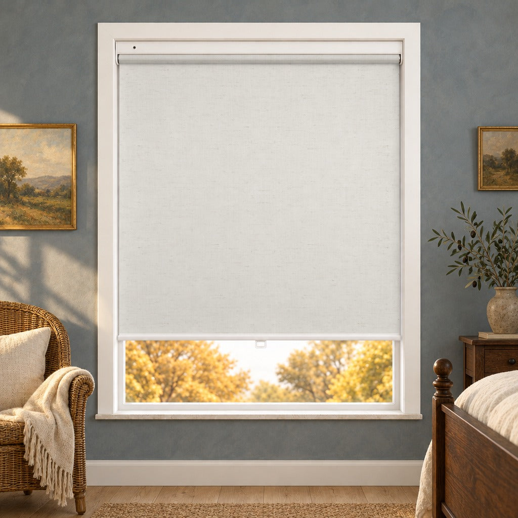 No-Drill Waterproof Linen-Blend Roller Shades
